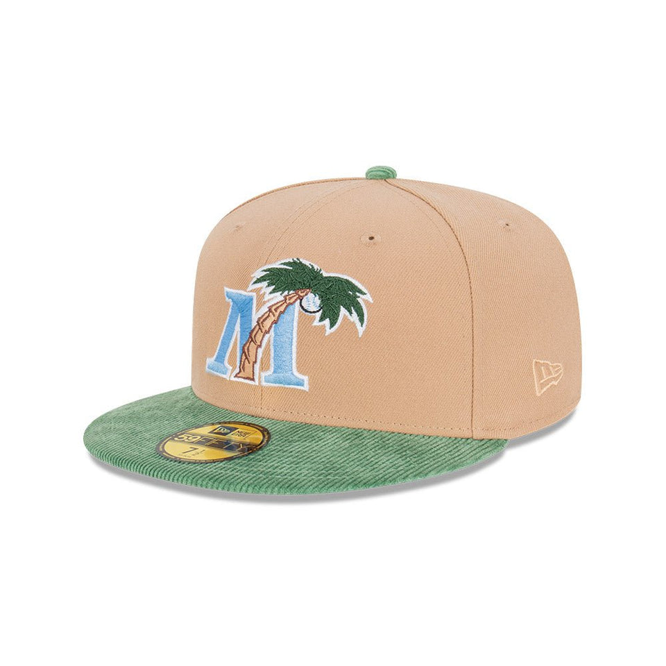 59FIFTY Oasis Corduroy フォートマイヤーズ・マイティマッスルズ ベージュ グリーンコーデュロイバイザー - 13821978-700 | NEW ERA ニューエラ公式オンラインストア
