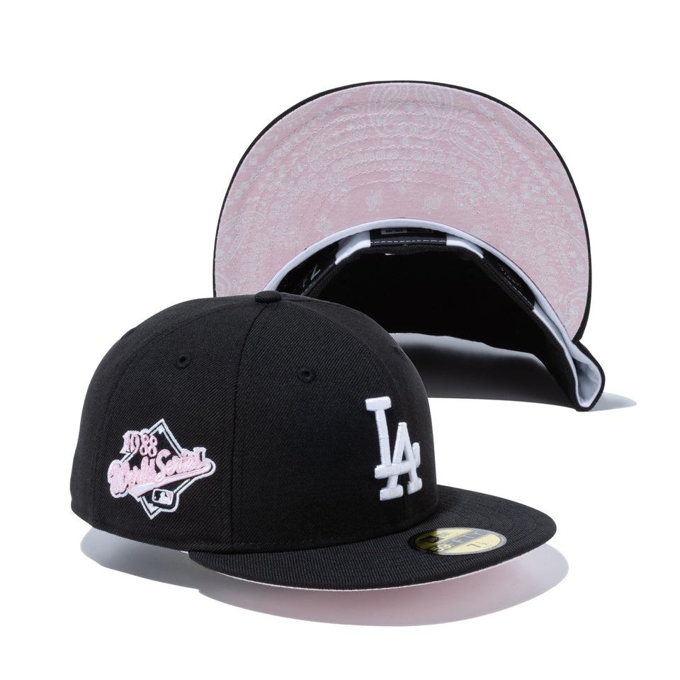 new era LA dodgers black 7 1/2 ツバ裏ピンクキャップ - dibrass.com