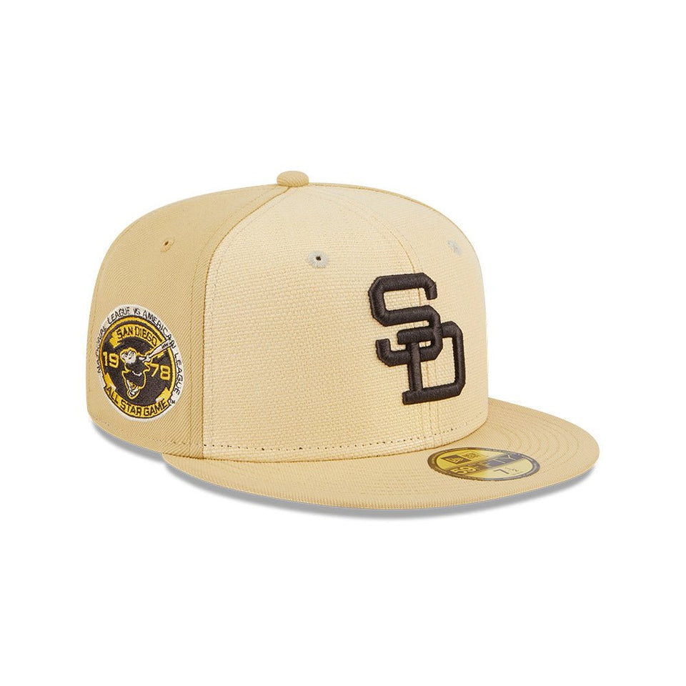 59FIFTY Raffia Front サンディエゴ・パドレス ベガスゴールド グレーアンダーバイザー - 13743510-700 | NEW ERA ニューエラ公式オンラインストア
