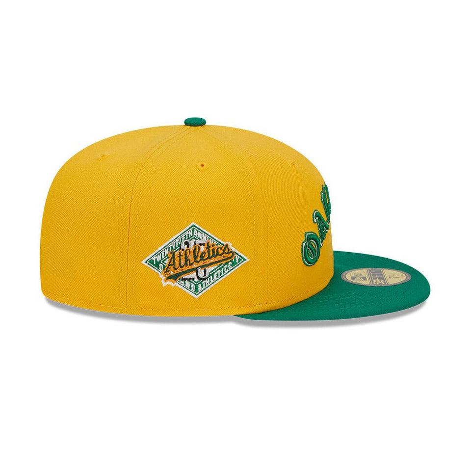 59FIFTY Retro Script オークランド・アスレチックス クーパーズタウン イエロー グリーンバイザー - 13743503-700 | NEW ERA ニューエラ公式オンラインストア