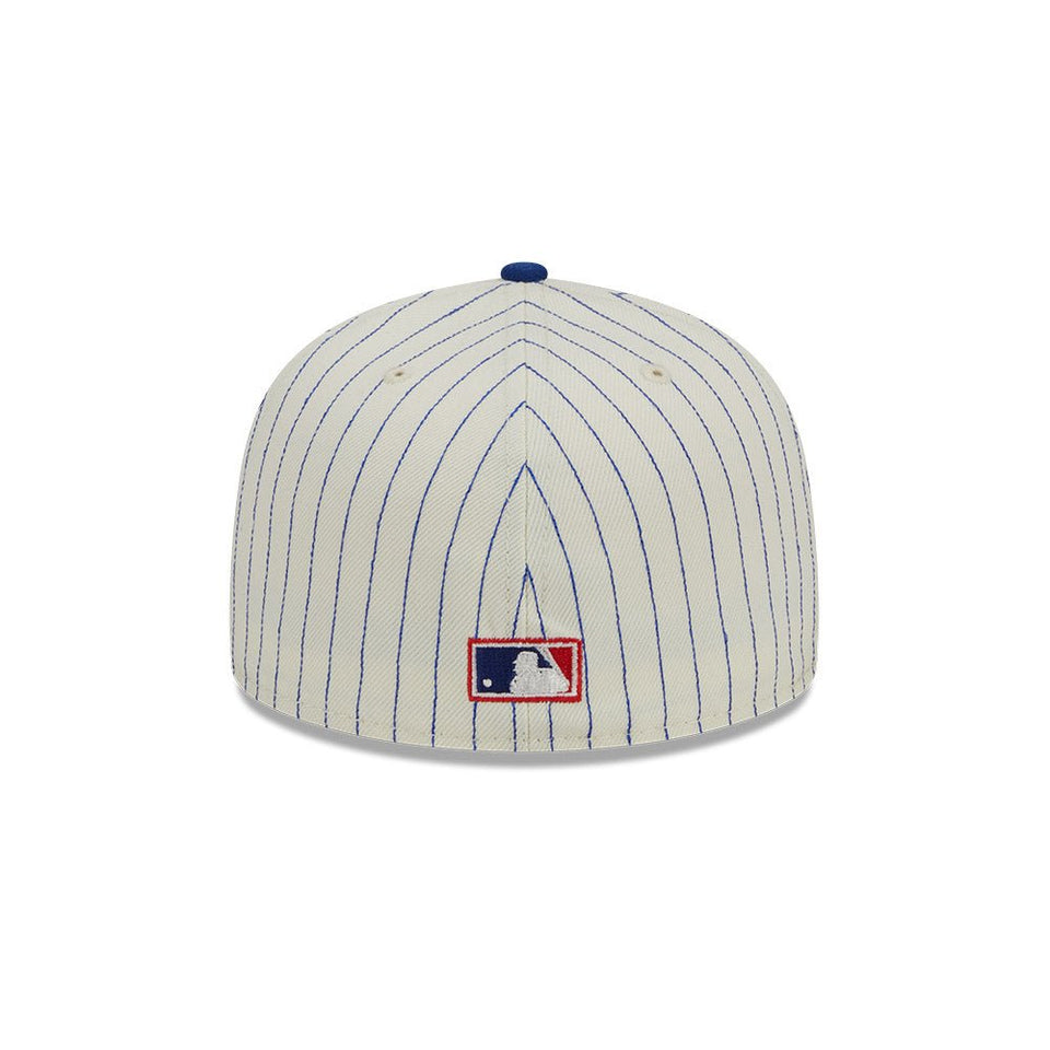 59FIFTY Retro Script ニューヨーク・メッツ クーパーズタウン ピンストライプ クロームホワイト ブルーバイザー - 13743505-700 | NEW ERA ニューエラ公式オンラインストア