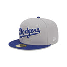 59FIFTY Retro Script ロサンゼルス・ドジャース クーパーズタウン グレー ブルーバイザー - 13743506-700 | NEW ERA ニューエラ公式オンラインストア