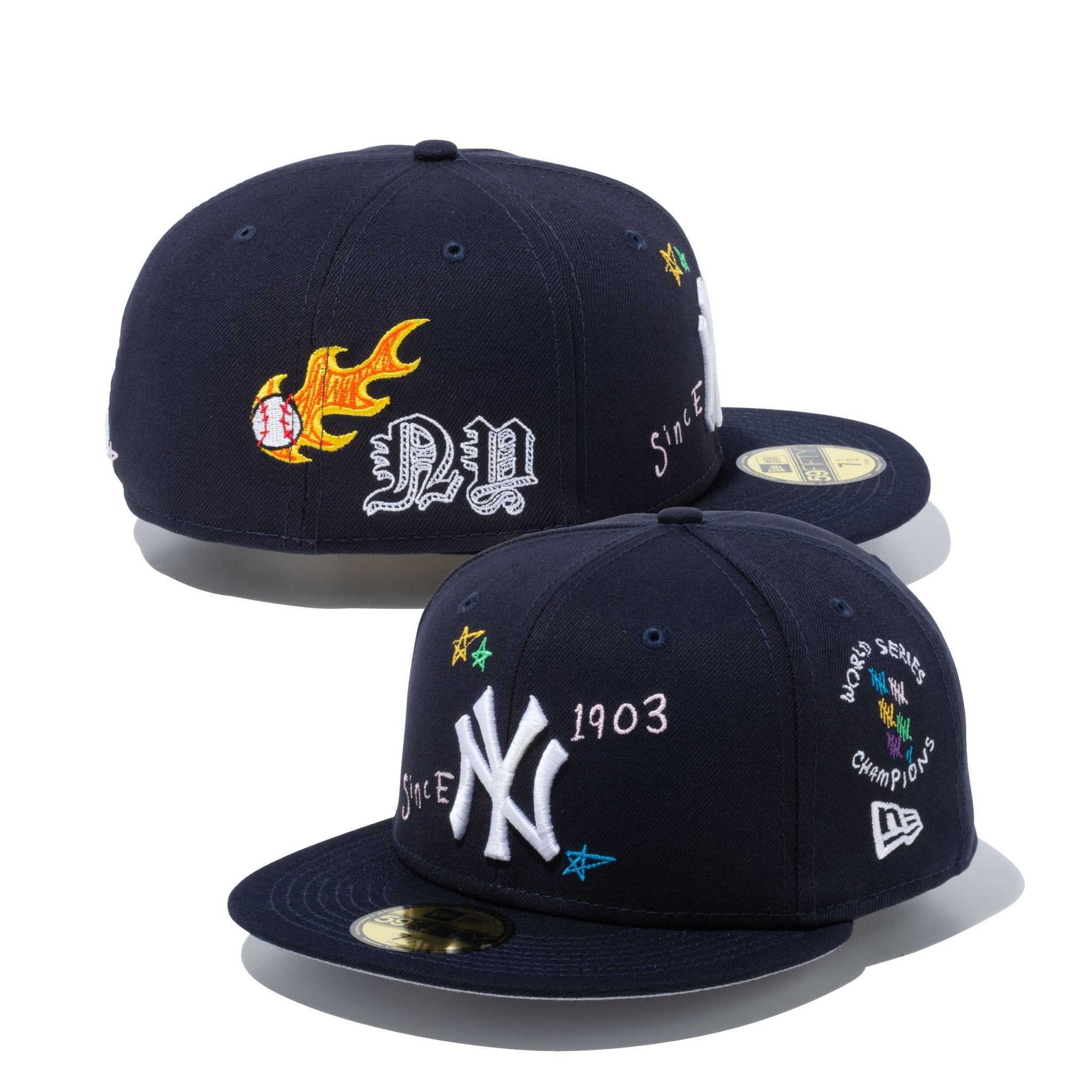 レア 未使用★ニューエラ 中日 ドラゴンズ★アンダーバイザー レインボー刺繍 59FIFTY SCRIBBLE ニューヨーク・ヤンキース グレーアンダー