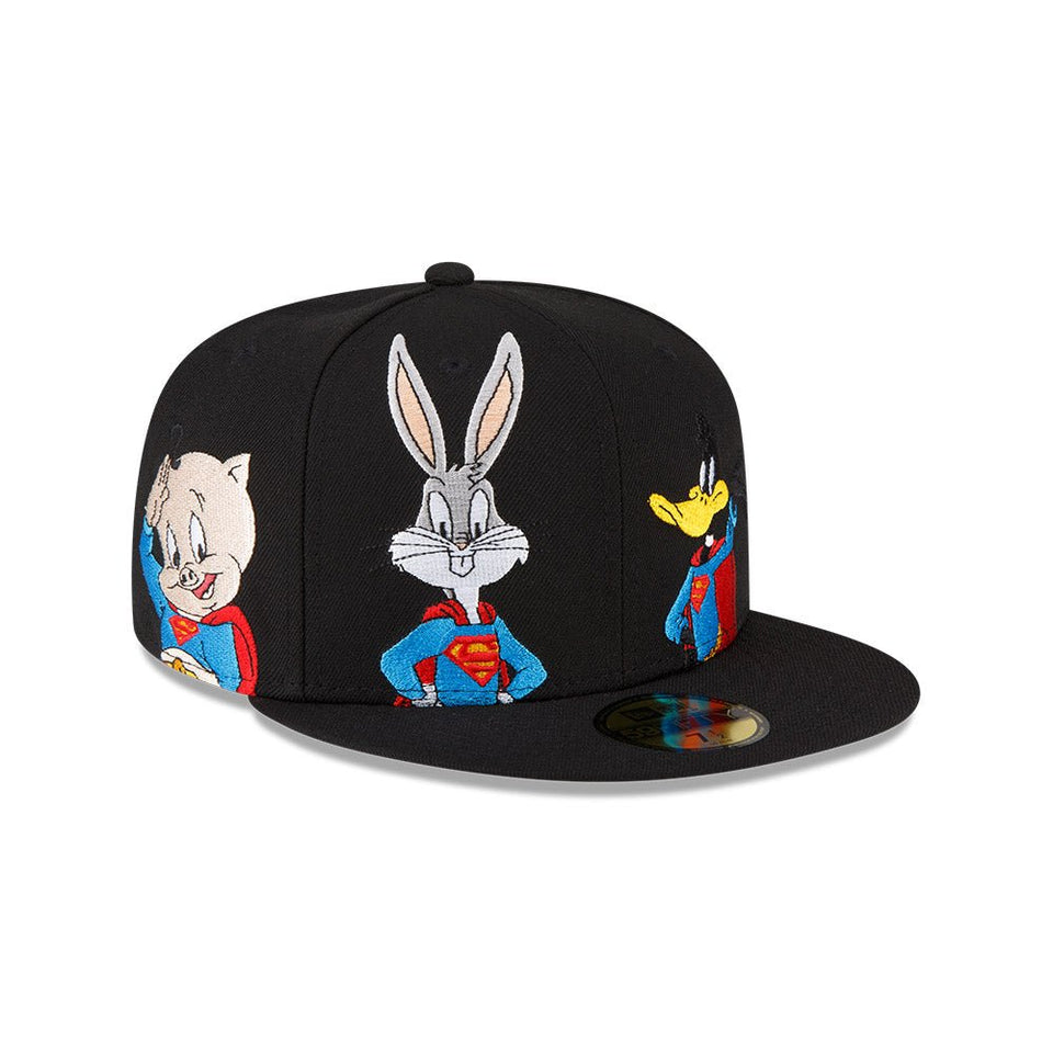 59FIFTY WB 100th Year Looney Tunes x Superhero Mashup Pack オールオーバー ブラック  スカーレットアンダーバイザー