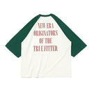 7分袖 オーバーサイズド コットン Tシャツ Raglan Sleeve ラグランスリーブ ダークグリーン × バーガンディ - 13516957-S | NEW ERA ニューエラ公式オンラインストア