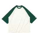 7分袖 オーバーサイズド コットン Tシャツ Raglan Sleeve ラグランスリーブ ダークグリーン × バーガンディ - 13516957-S | NEW ERA ニューエラ公式オンラインストア