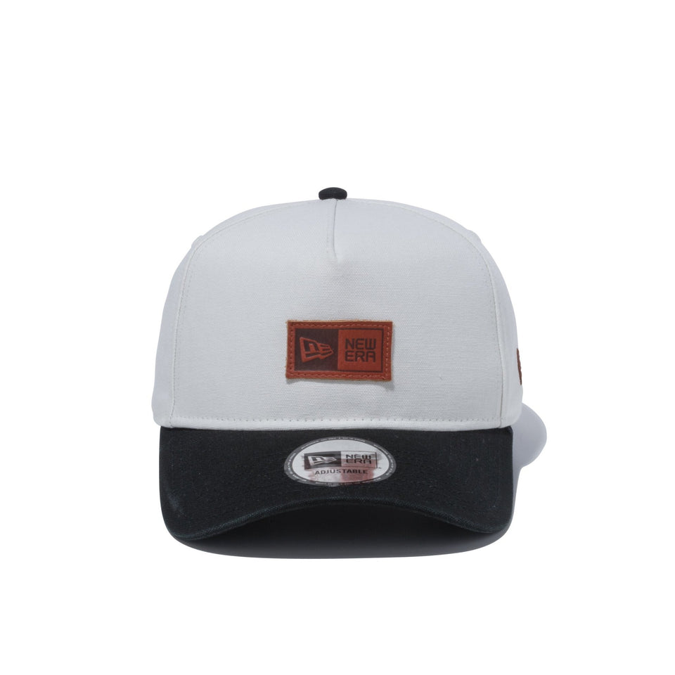 9FORTY A-Frame ダックキャンバス レザーパッチ ボックスロゴ アイボリー ブラックバイザー - 12653770-OSFM | NEW ERA ニューエラ公式オンラインストア