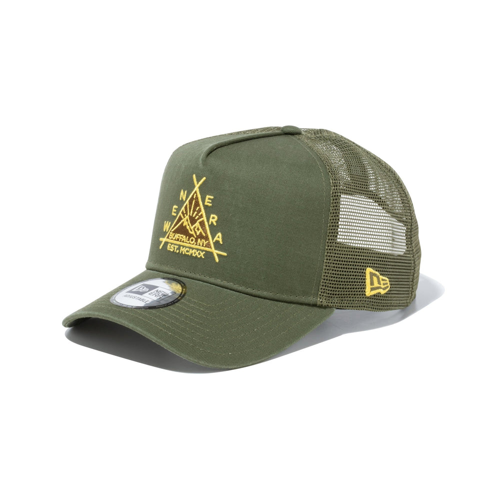 9FORTY A-Frame トラッカー Triangle Sunrise Logo ニューオリーブ 【ニューエラアウトドア】 - 13516240-OSFM | NEW ERA ニューエラ公式オンラインストア