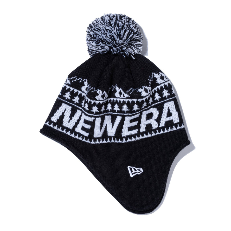 イヤーフラップ ポンポンニット Jacquard ジャカード ブラック【ニューエラ アウトドア】 - 13772383-OSFM | NEW ERA ニューエラ公式オンラインストア