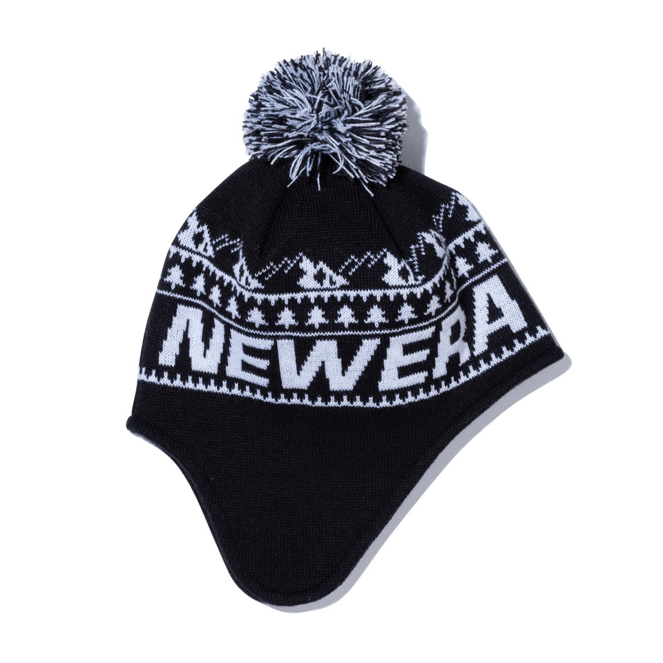 イヤーフラップ ポンポンニット Jacquard ジャカード ブラック【ニューエラ アウトドア】 - 13772383-OSFM | NEW ERA ニューエラ公式オンラインストア