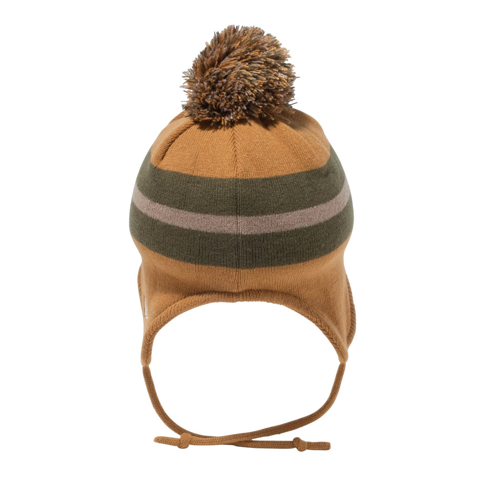 Kid's ポンポンニット Ear Flap ブラウン オリーブグリーン/ベージュ - 13762865-YTH | NEW ERA ニューエラ公式オンラインストア