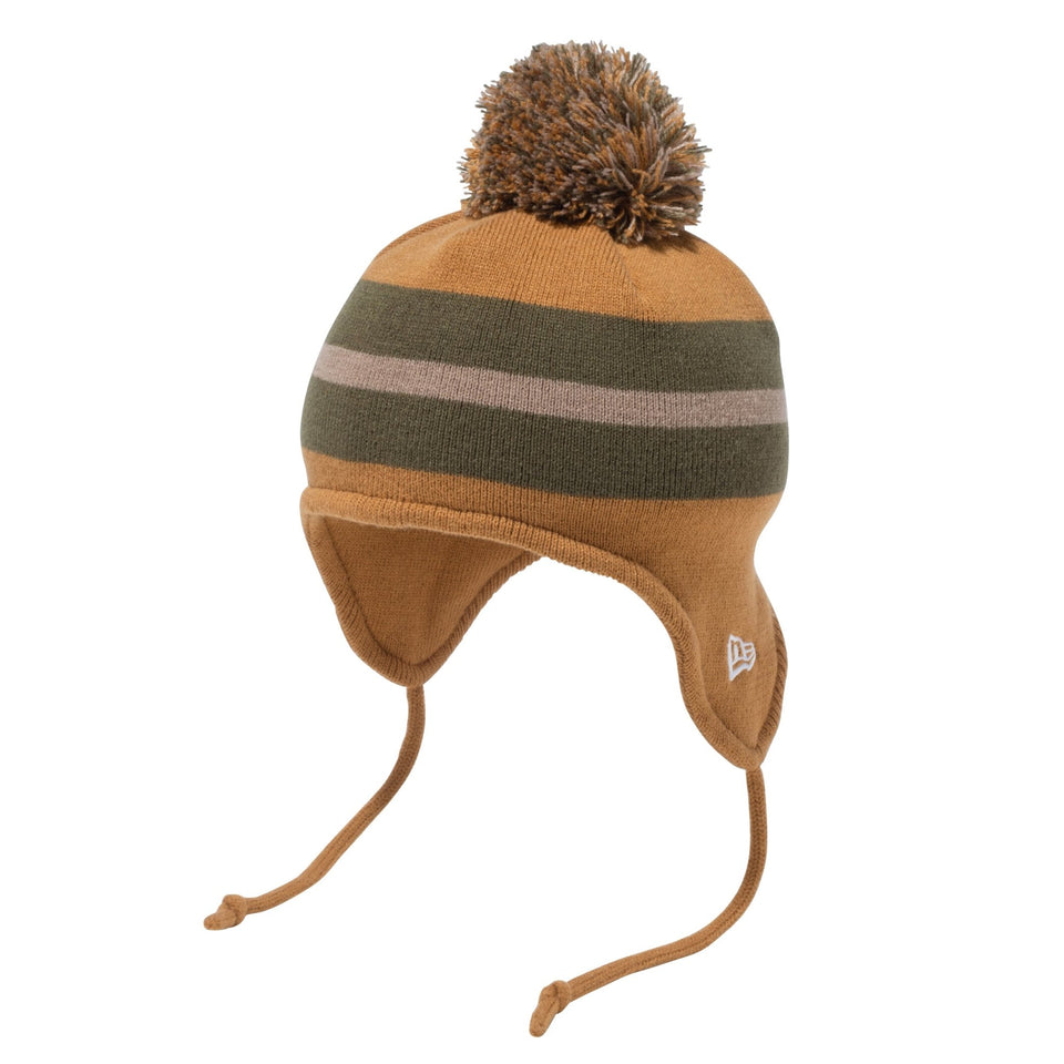 Kid's ポンポンニット Ear Flap ブラウン オリーブグリーン/ベージュ - 13762865-YTH | NEW ERA ニューエラ公式オンラインストア