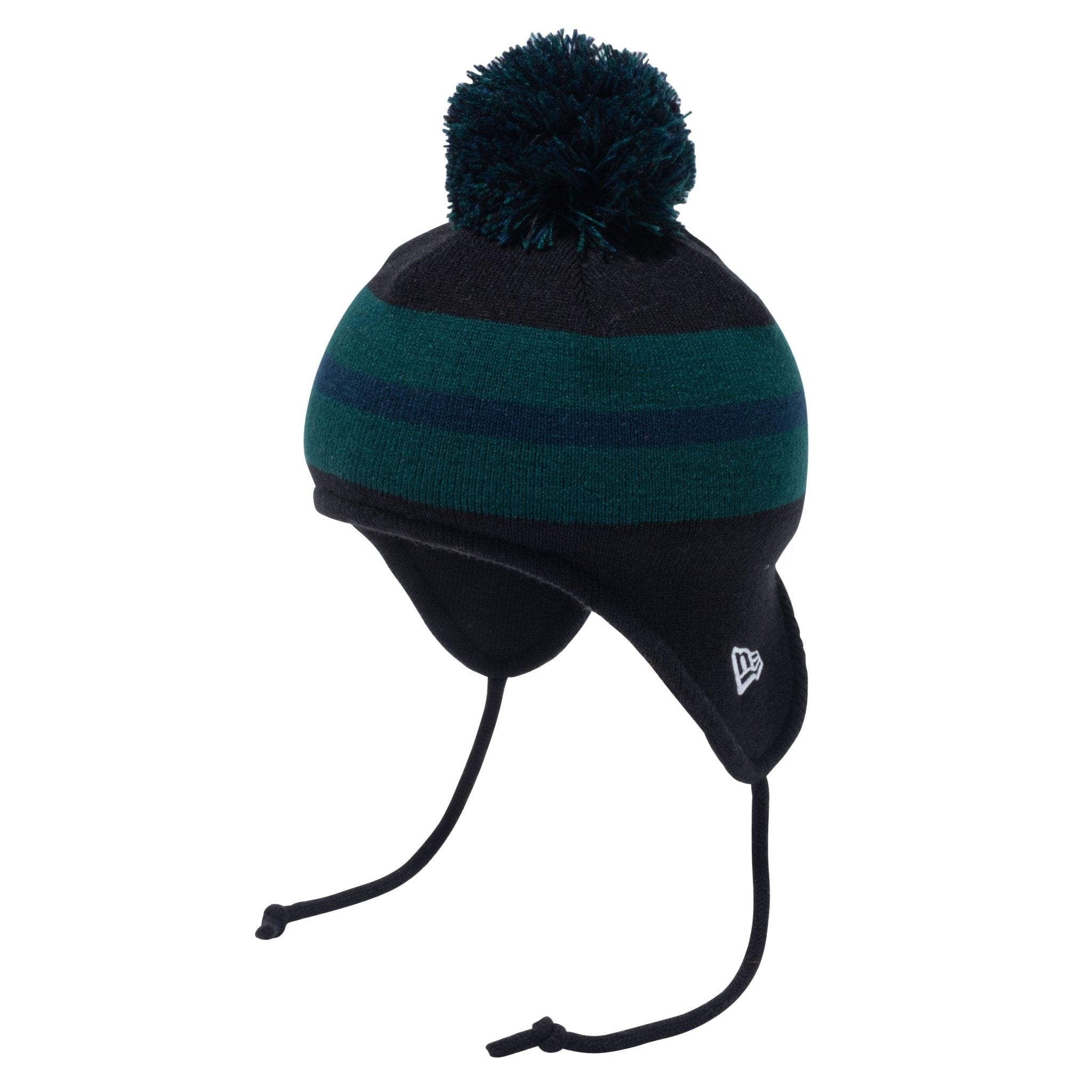 キッズ Kid's ポンポンニット Ear Flap ブラック ブリティッシュ