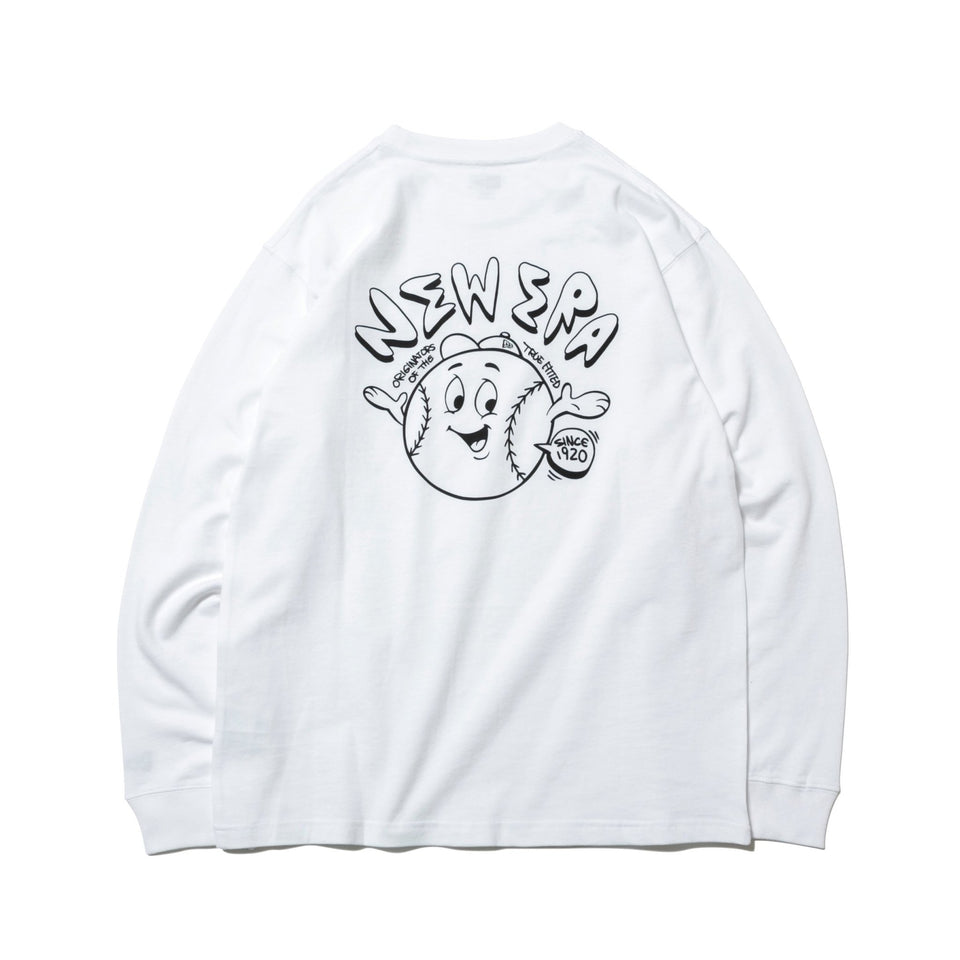 長袖 コットン Tシャツ ボールボーイ ホワイト × ブラック レギュラーフィット - 12542708-S | NEW ERA ニューエラ公式オンラインストア