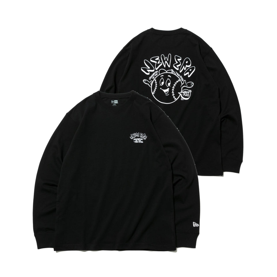 長袖 コットン Tシャツ ボールボーイ ブラック × ホワイト レギュラーフィット - 12542710-S | NEW ERA ニューエラ公式オンラインストア