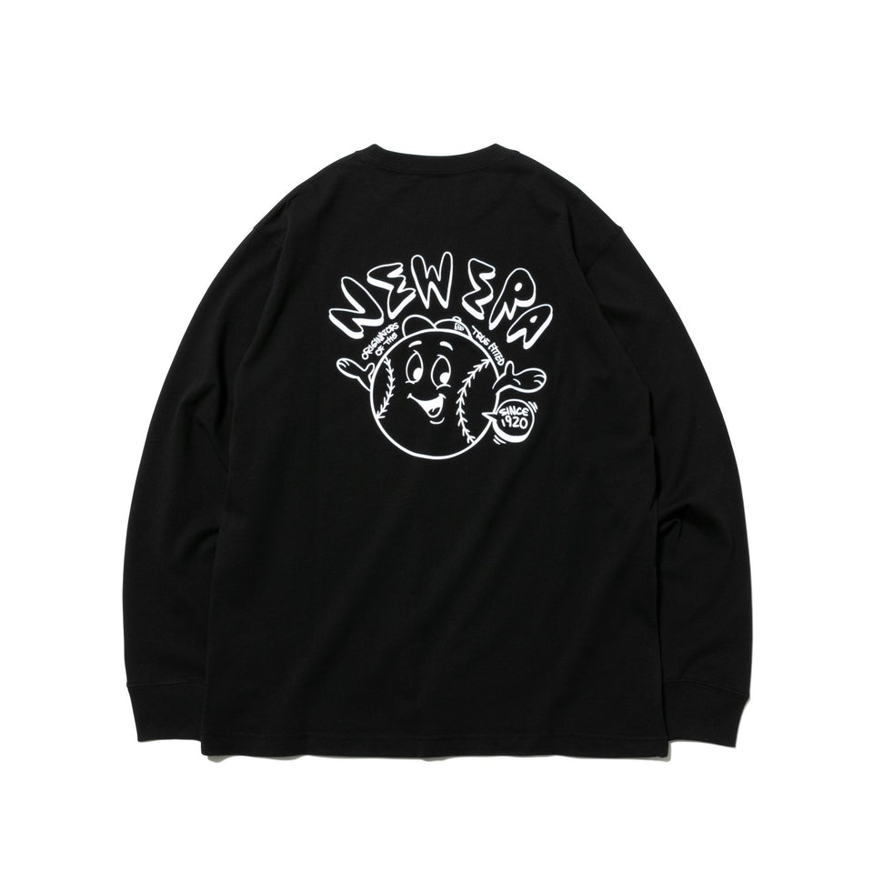 長袖 コットン Tシャツ ボールボーイ ブラック × ホワイト レギュラーフィット - 12542710-S | NEW ERA ニューエラ公式オンラインストア