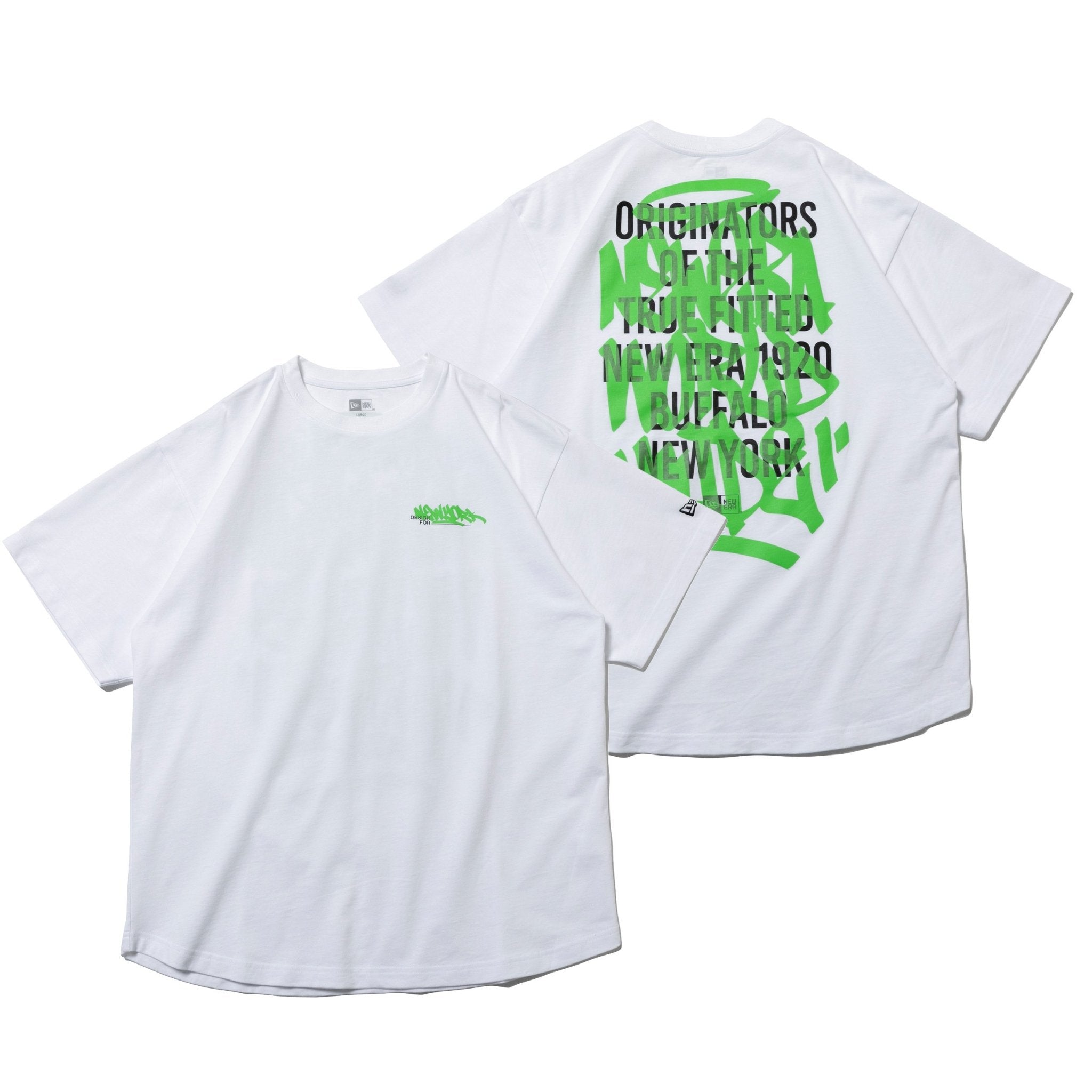 ☆Newera☆ SEASONAL 1920 グラフィティ 半袖Tシャツ 全2色 オーバーサイズド 半袖 コットン Tシャツ グラフィティ ホワイト
