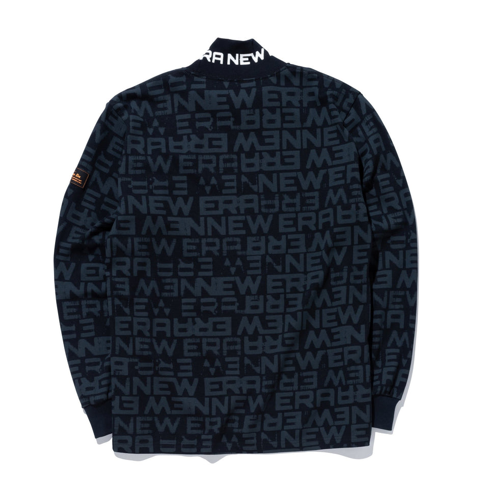 【ゴルフ】長袖 ハイカラーネック パフォーマンス Tシャツ オールオーバーロゴ ブラック - 13368270-S | NEW ERA ニューエラ公式オンラインストア