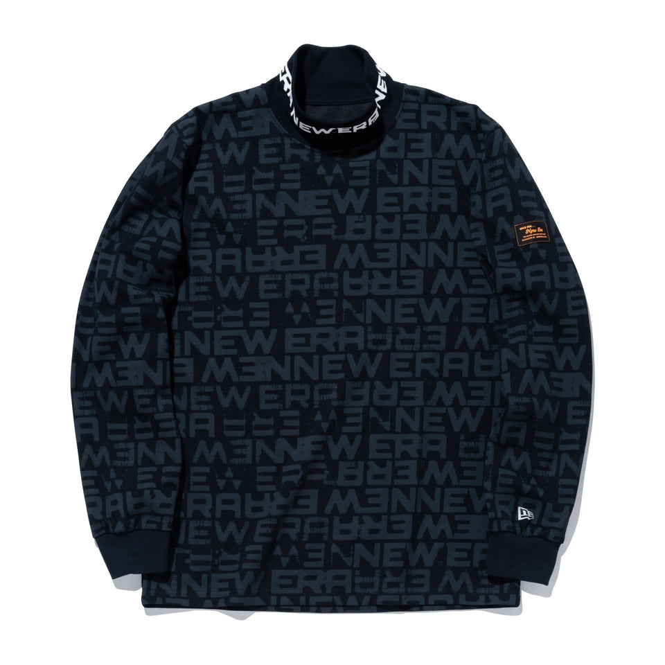【ゴルフ】長袖 ハイカラーネック パフォーマンス Tシャツ オールオーバーロゴ ブラック - 13368270-S | NEW ERA ニューエラ公式オンラインストア