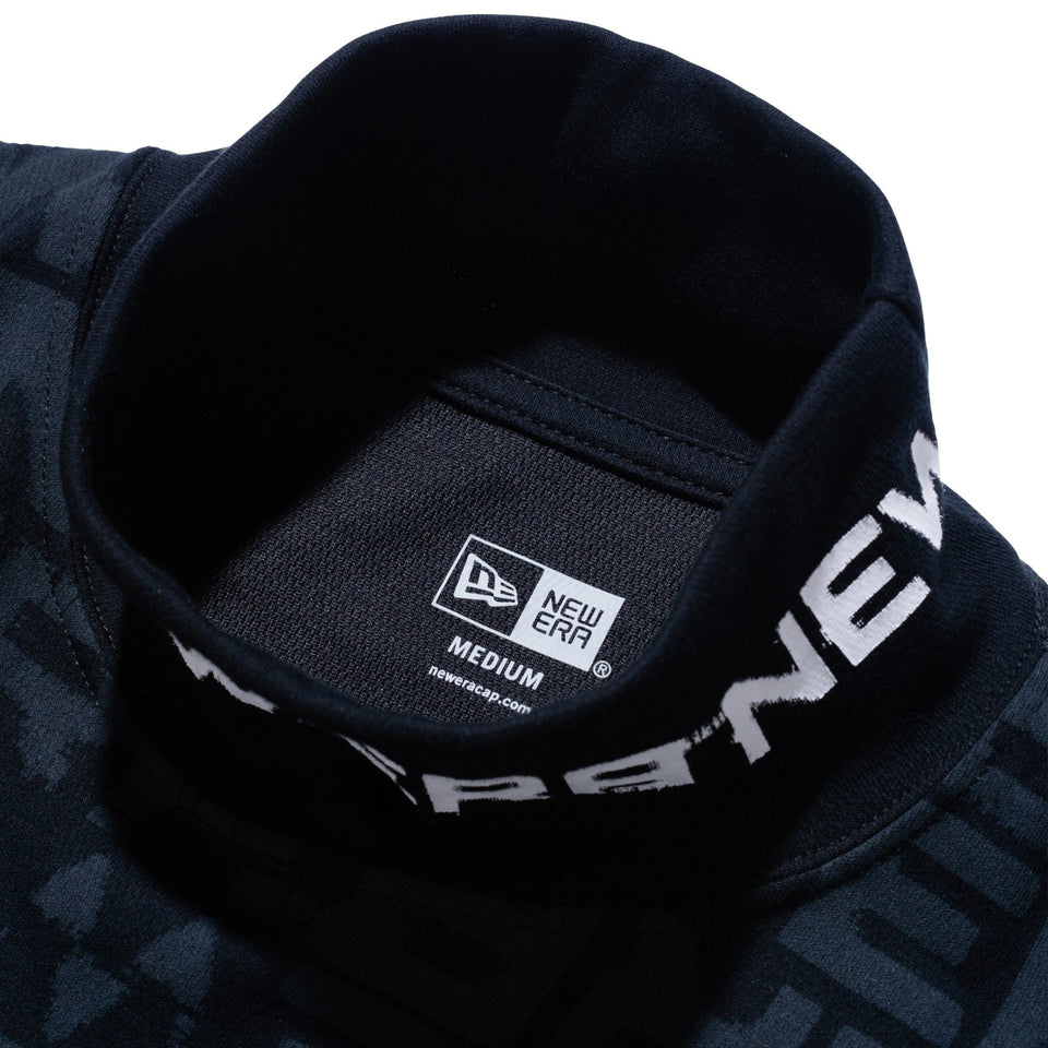 【ゴルフ】長袖 ハイカラーネック パフォーマンス Tシャツ オールオーバーロゴ ブラック - 13368270-S | NEW ERA ニューエラ公式オンラインストア