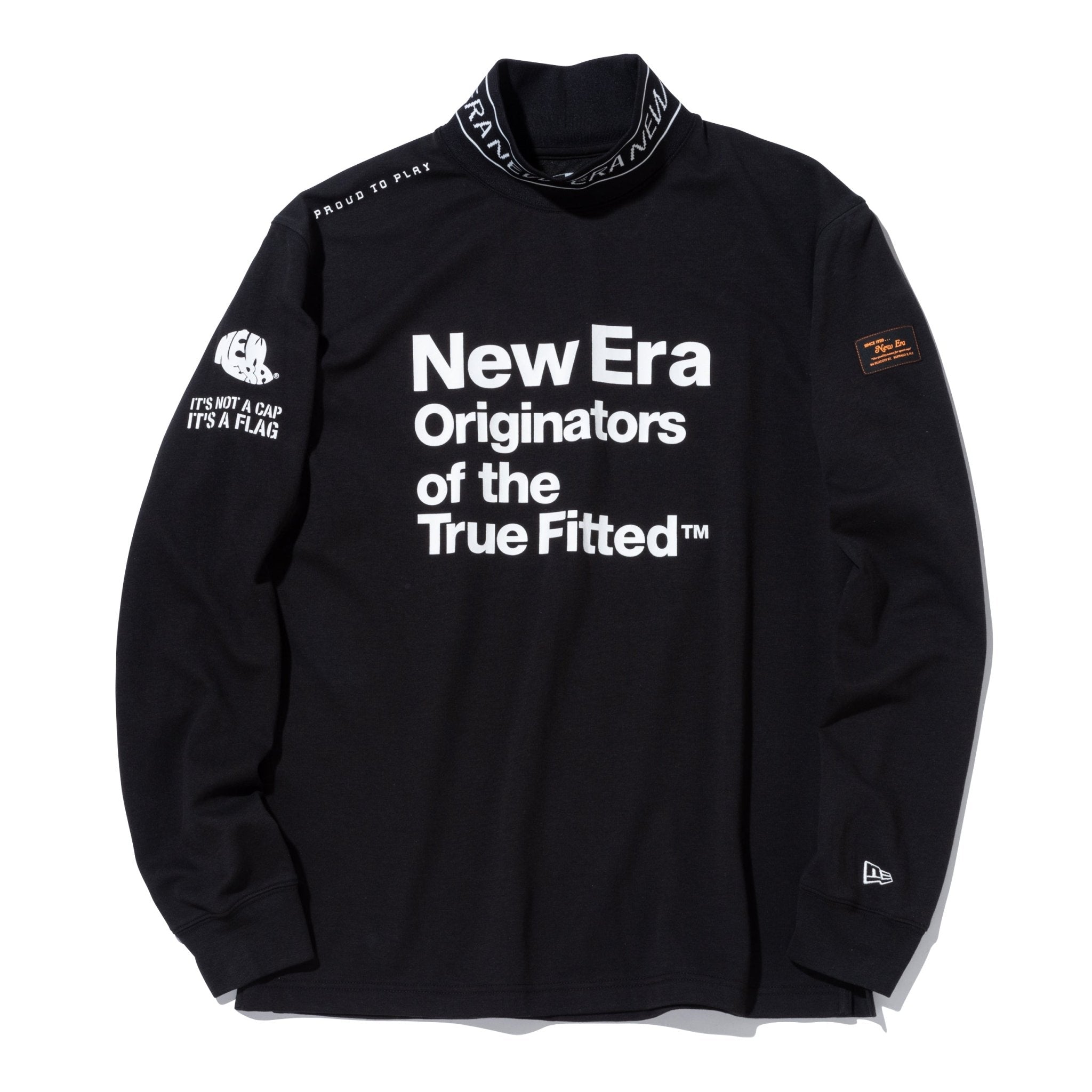 ハイカラー 長袖 パフォーマンス Tシャツ マルチロゴ ブラック