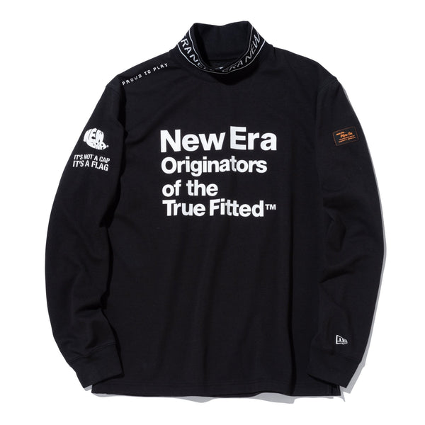 ハイカラー 長袖 パフォーマンス Tシャツ マルチロゴ ブラック