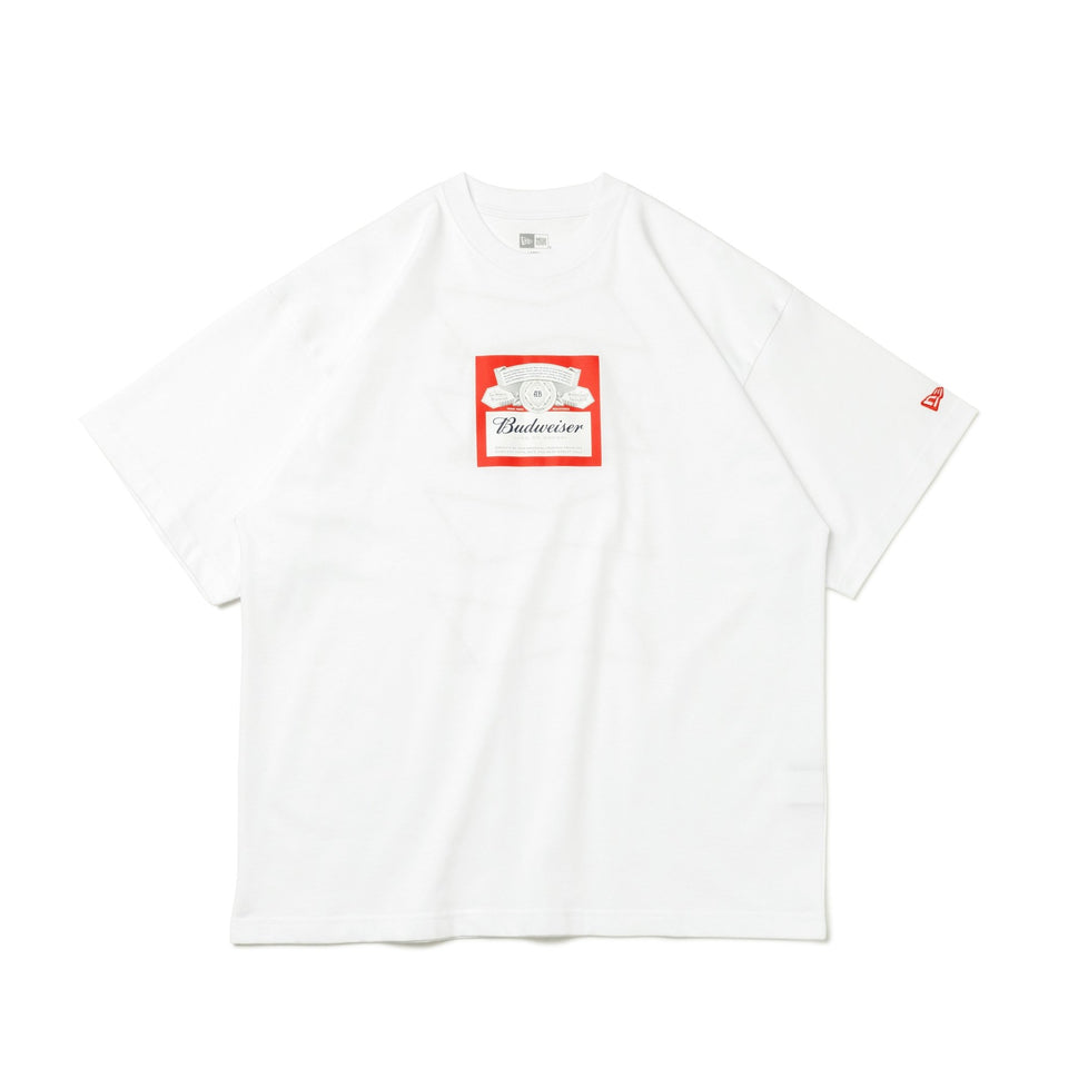 半袖 オーバーサイズド コットン Tシャツ Budweiser バドワイザー ラベルロゴ ホワイト - 13579541-S | NEW ERA ニューエラ公式オンラインストア
