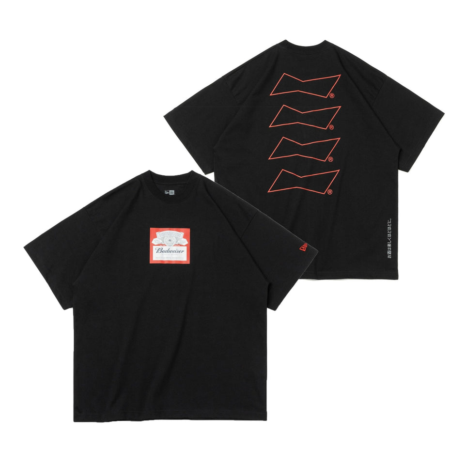 半袖 オーバーサイズド コットン Tシャツ Budweiser バドワイザー ラベルロゴ ブラック - 13579542-S | NEW ERA ニューエラ公式オンラインストア