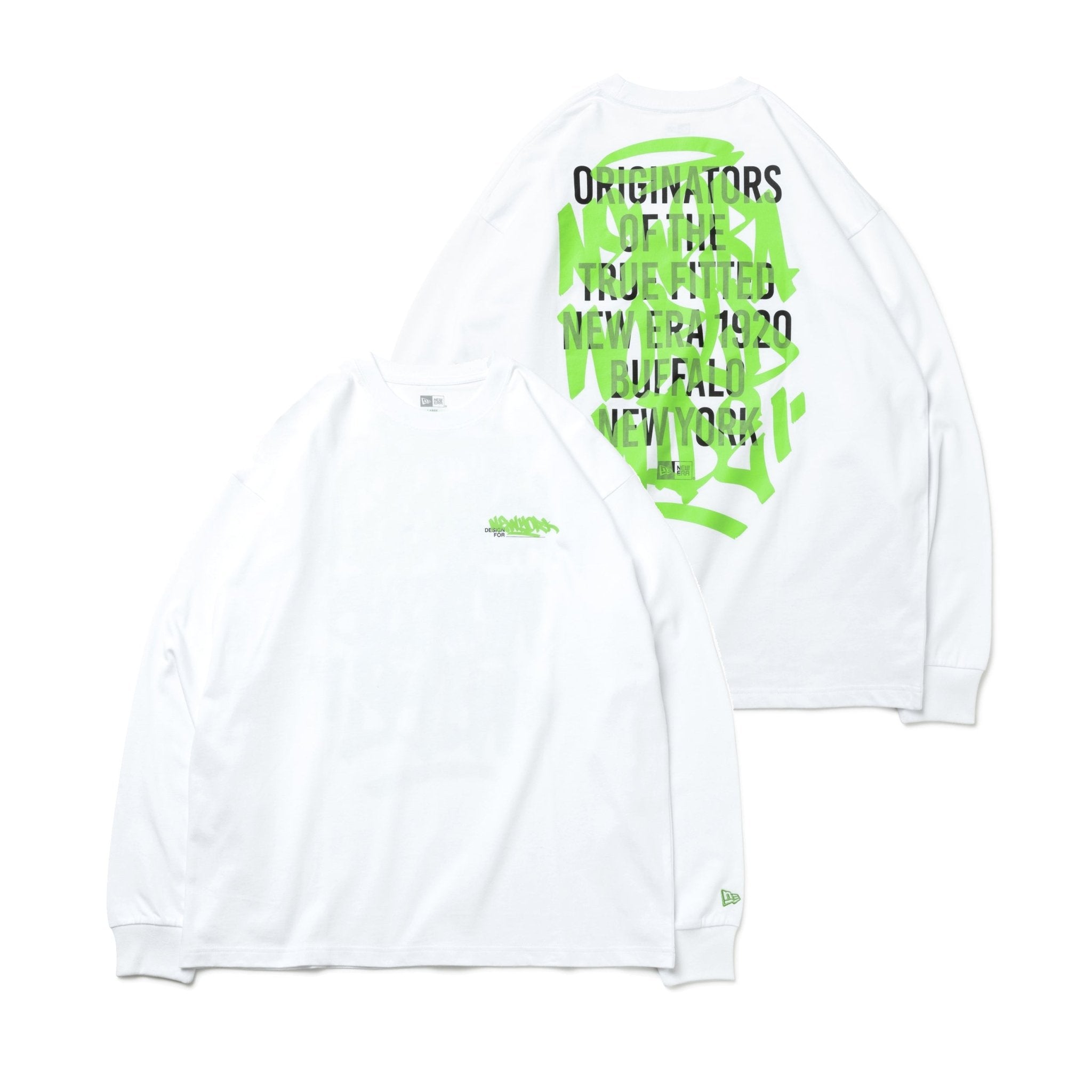 長袖 オーバーサイズド コットン Tシャツ Graffiti ホワイト