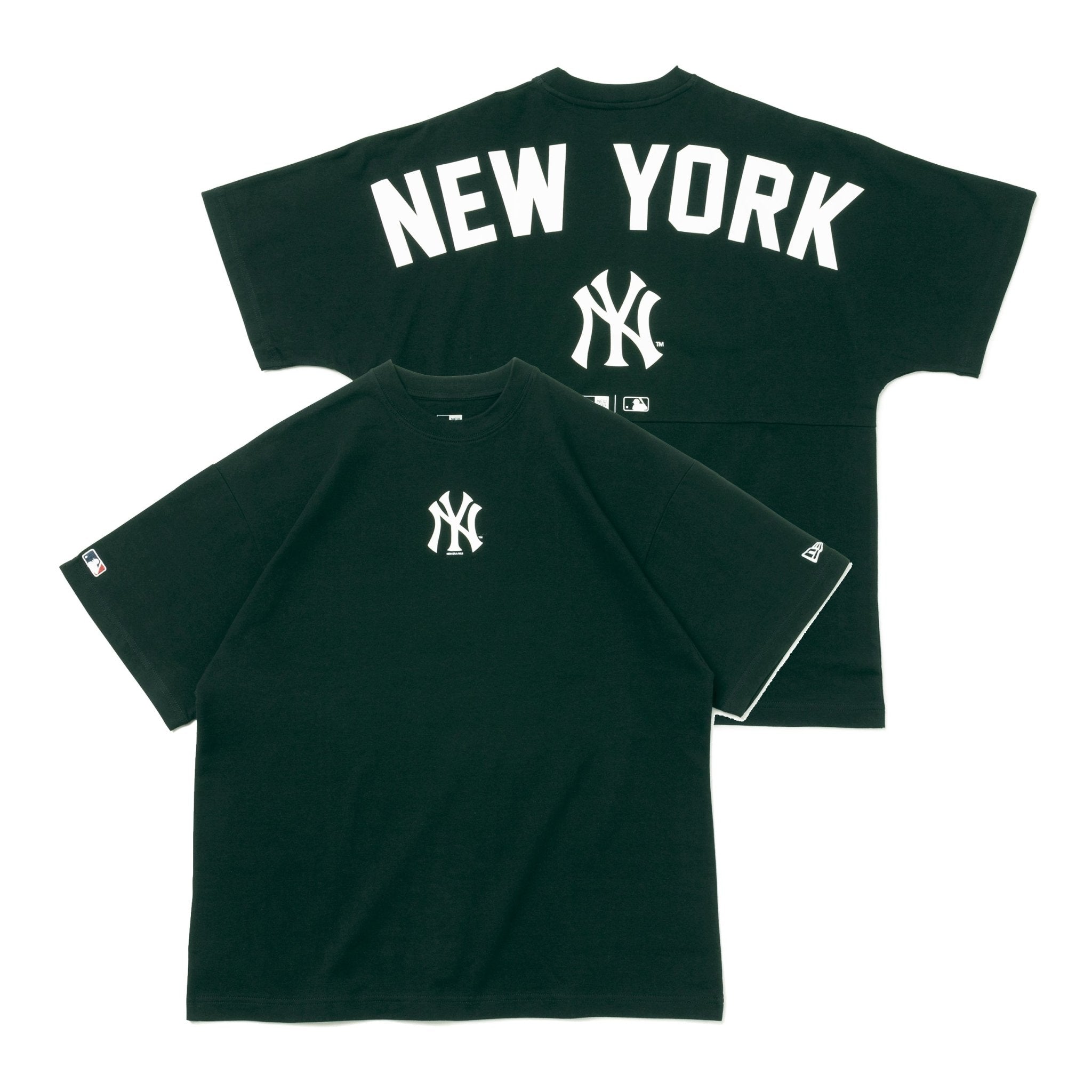 ビッグサイズ　MLB×ニューヨークヤンキース　半袖Tシャツ　デカロゴ　ブラック