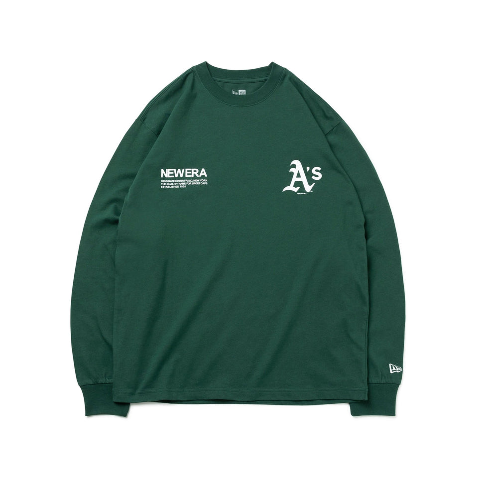 長袖 コットン Tシャツ MLB Apparel オークランド・アスレチックス ダークグリーン レギュラーフィット - 13755418-S | NEW ERA ニューエラ公式オンラインストア