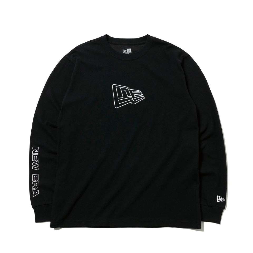 長袖 パフォーマンス Tシャツ アウトラインフラッグ & ワードマークスリーブ ブラック 【NEW ERA WORKOUT】 - 12375730-XS | NEW ERA ニューエラ公式オンラインストア