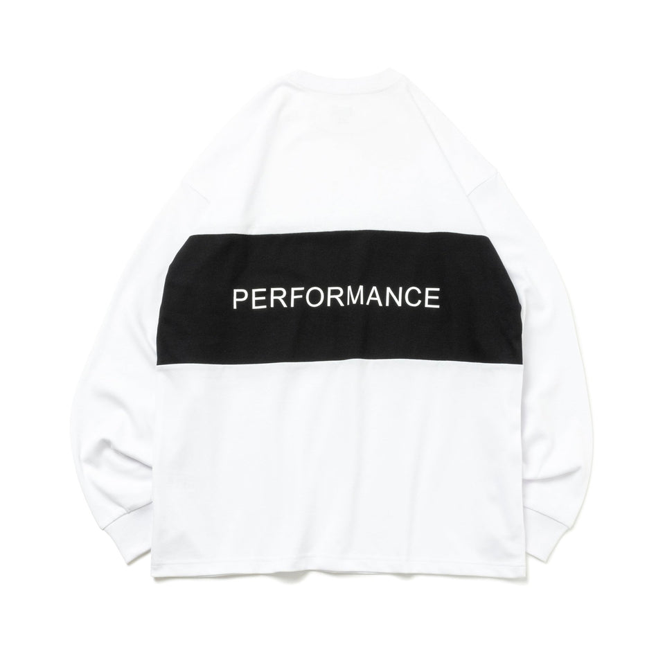 長袖 オーバーサイズド パフォーマンス Tシャツ Panel Logo ホワイト/ブラック 【 Performance Apparel 】 - 14121996-S | NEW ERA ニューエラ公式オンラインストア