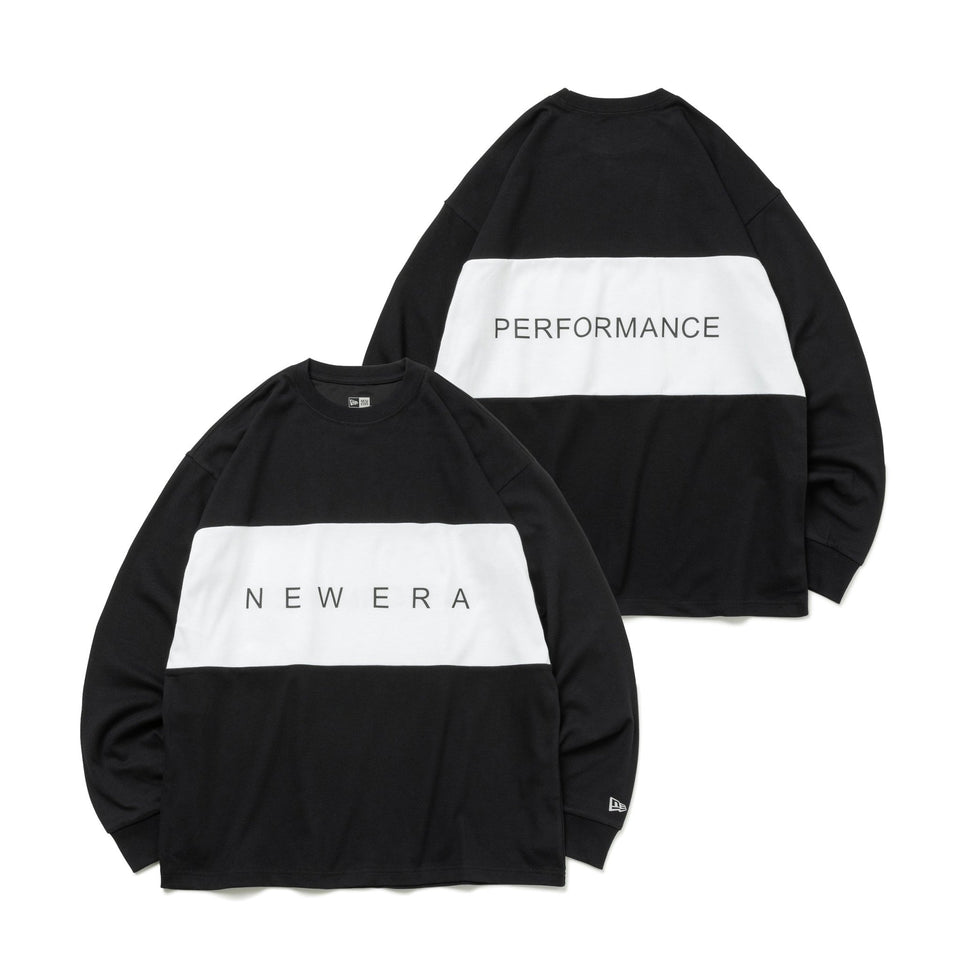 長袖 オーバーサイズド パフォーマンス Tシャツ Panel Logo ブラック/ホワイト 【 Performance Apparel 】 - 14121997-S | NEW ERA ニューエラ公式オンラインストア