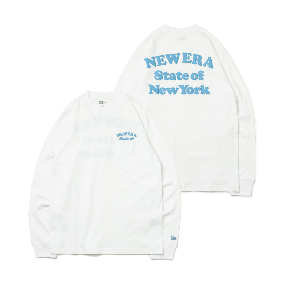 長袖 コットン ポケットTシャツ Puff Logo ホワイト × スレート レギュラーフィット - 13330942-S | NEW ERA ニューエラ公式オンラインストア