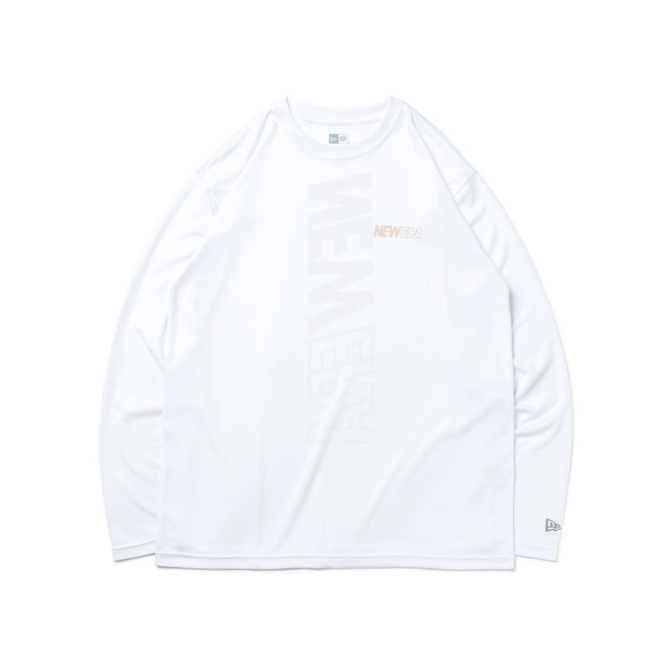 長袖 テック Tシャツ Rear Vertical Logo ホワイト × ベージュ【 Performance Apparel 】 - 13755365-S | NEW ERA ニューエラ公式オンラインストア