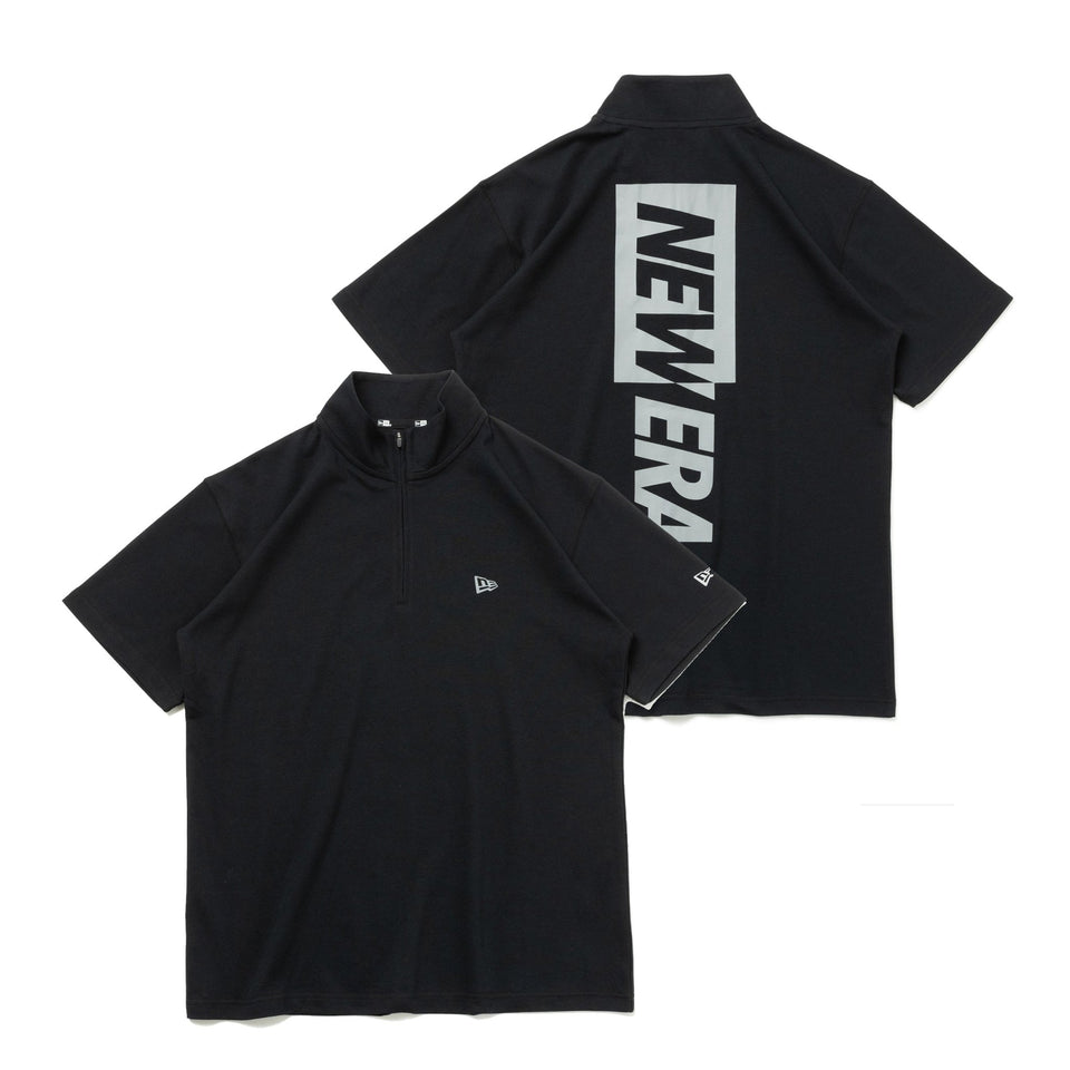 半袖 ハーフジップ パフォーマンス ミッドネック Tシャツ Rear Vertical Logo ブラック【 Performance Apparel 】 - 14121970-S | NEW ERA ニューエラ公式オンラインストア