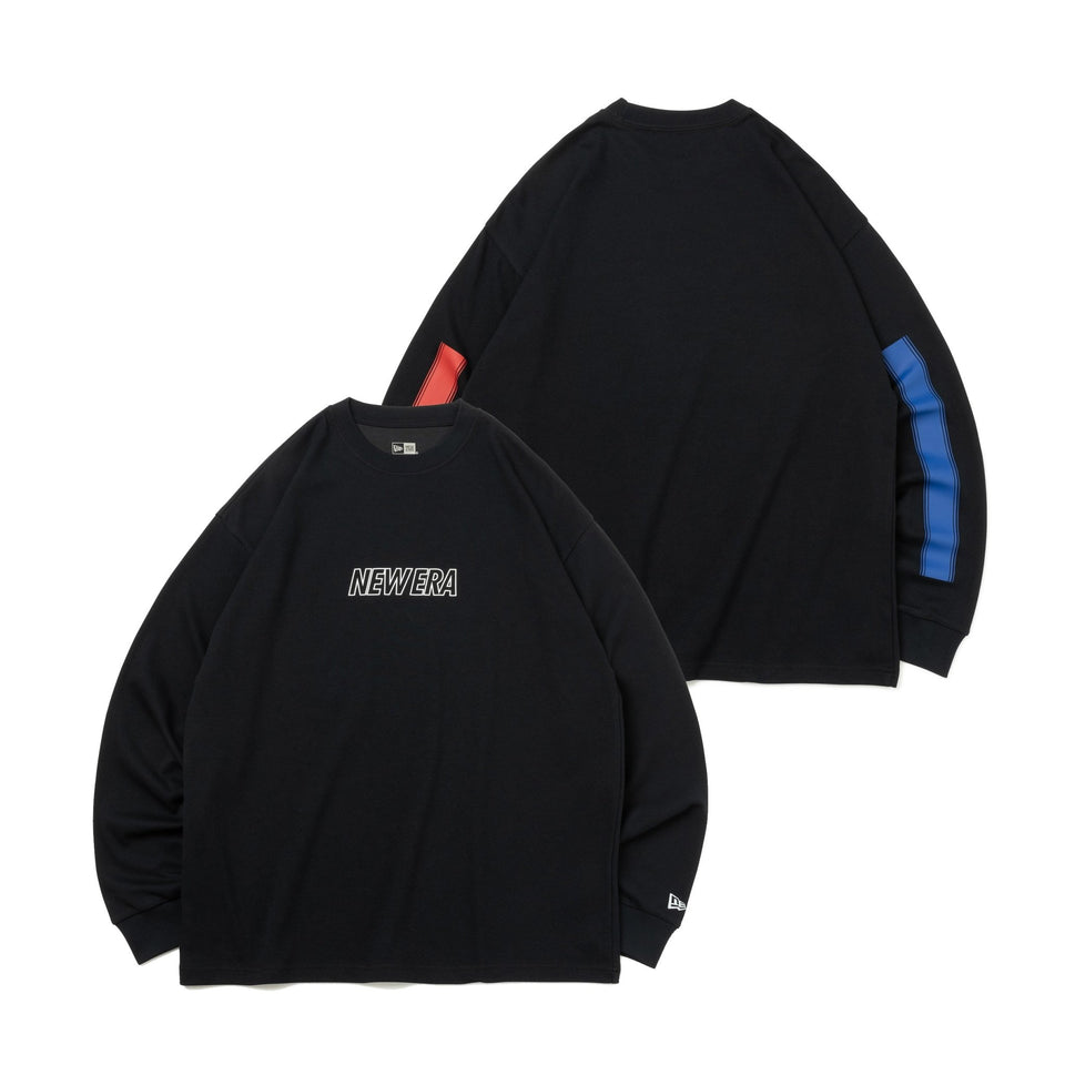 長袖 オーバーサイズド パフォーマンス Tシャツ Sleeve Line ブラック × トリコロール 【 Performance Apparel 】 - 14121998-S | NEW ERA ニューエラ公式オンラインストア