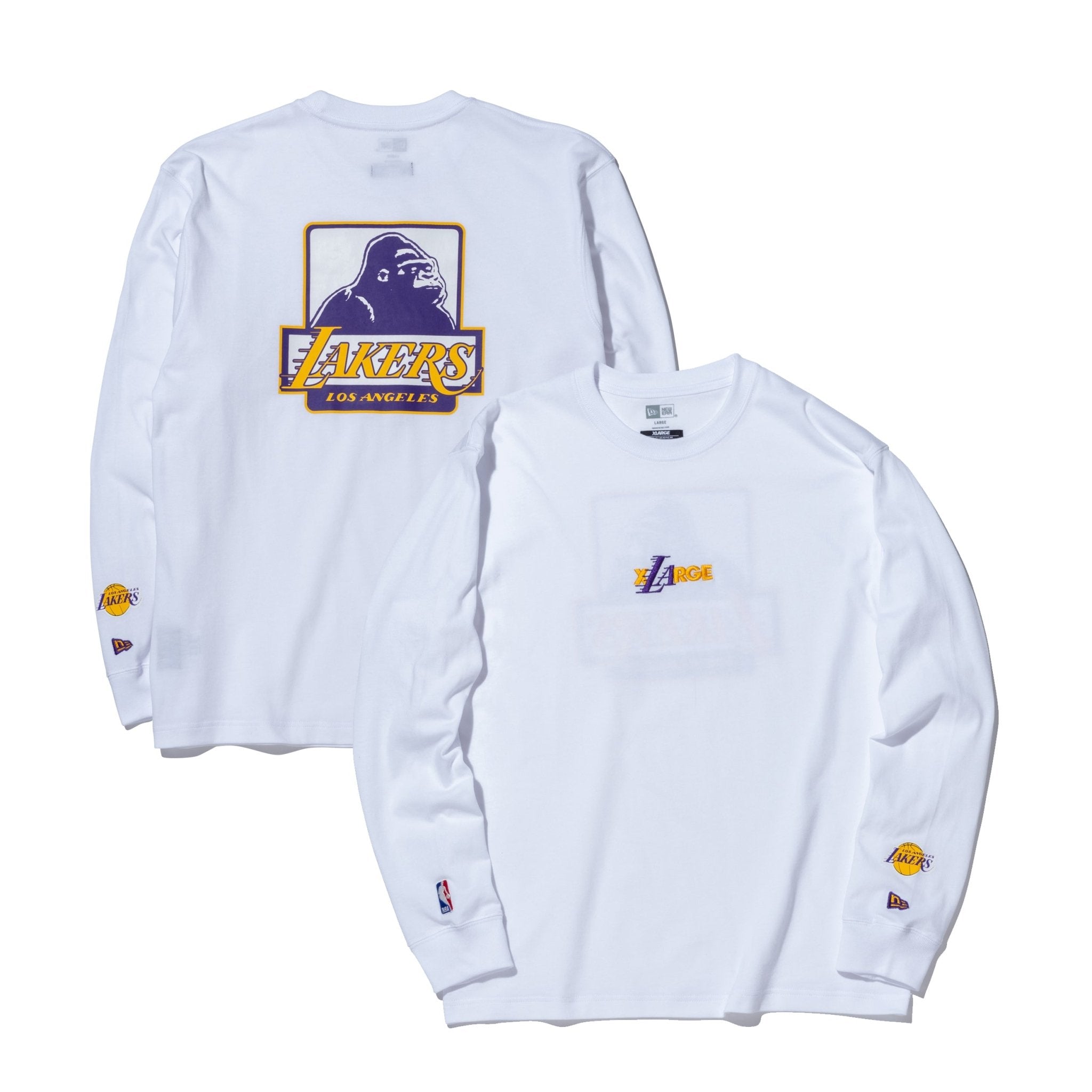 長袖 コットン Tシャツ XLARGE x NBA ロサンゼルス・レイカーズ ホワイト レギュラーフィット