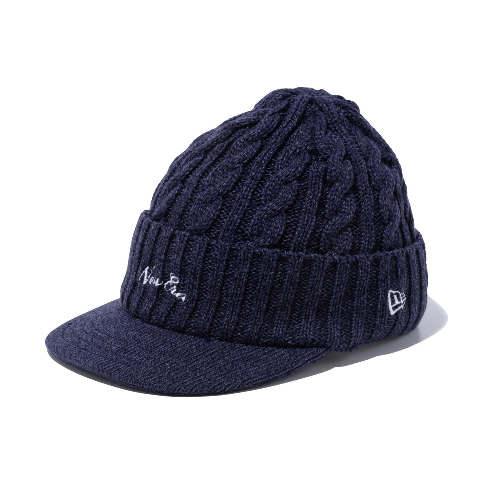 【ゴルフ】 WOMEN'S バイザーニット ハンドリトゥンロゴ ネイビー杢 - 12855059-OSFM | NEW ERA ニューエラ公式オンラインストア