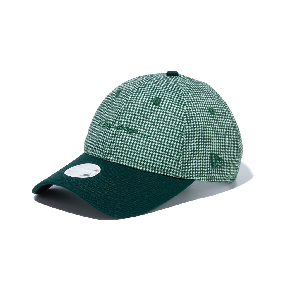 【ゴルフ】WOMEN'S 9TWENTY ロングバイザー Houndstooth ハウンズトゥース スクリプトロゴ グリーンハウンズトゥース ダークグリーンバイザー - 13517821-OSFM | NEW ERA ニューエラ公式オンラインストア