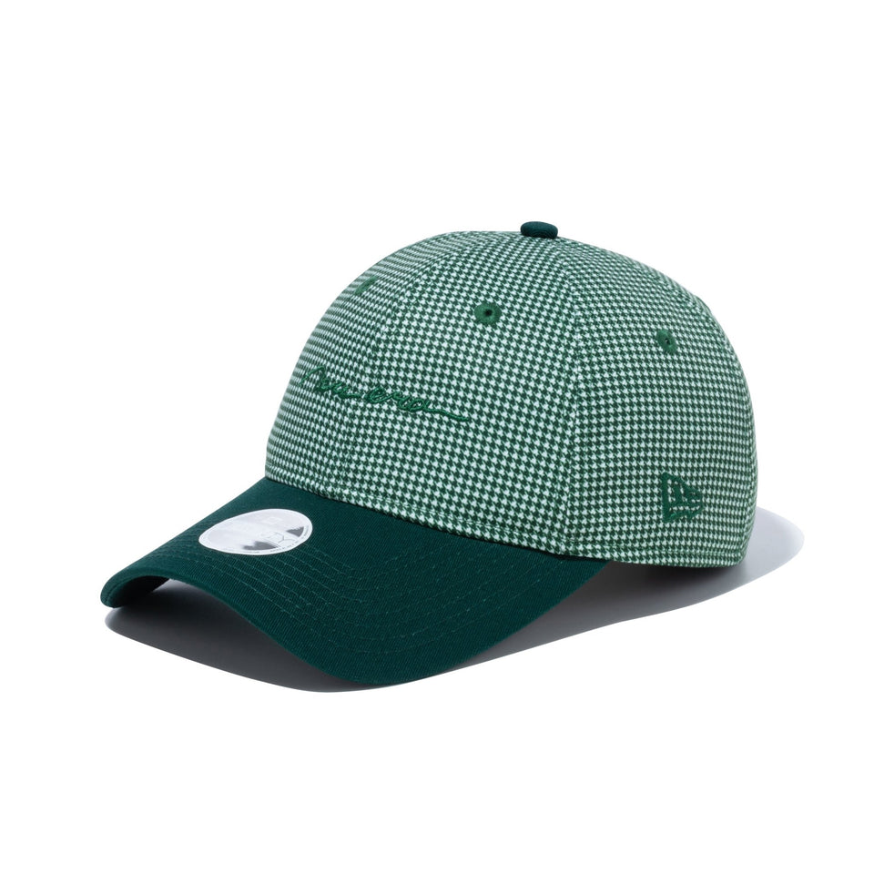 【ゴルフ】WOMEN'S 9TWENTY ロングバイザー Houndstooth ハウンズトゥース スクリプトロゴ グリーンハウンズトゥース ダークグリーンバイザー - 13517821-OSFM | NEW ERA ニューエラ公式オンラインストア