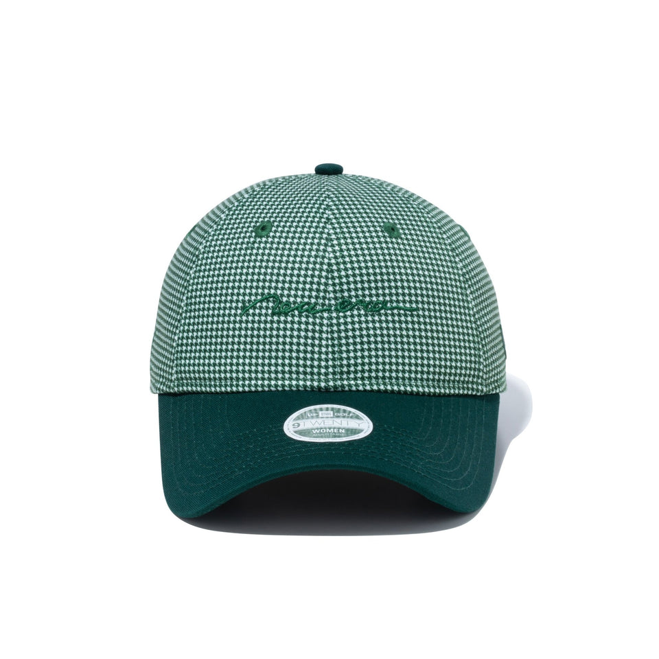 【ゴルフ】WOMEN'S 9TWENTY ロングバイザー Houndstooth ハウンズトゥース スクリプトロゴ グリーンハウンズトゥース ダークグリーンバイザー - 13517821-OSFM | NEW ERA ニューエラ公式オンラインストア
