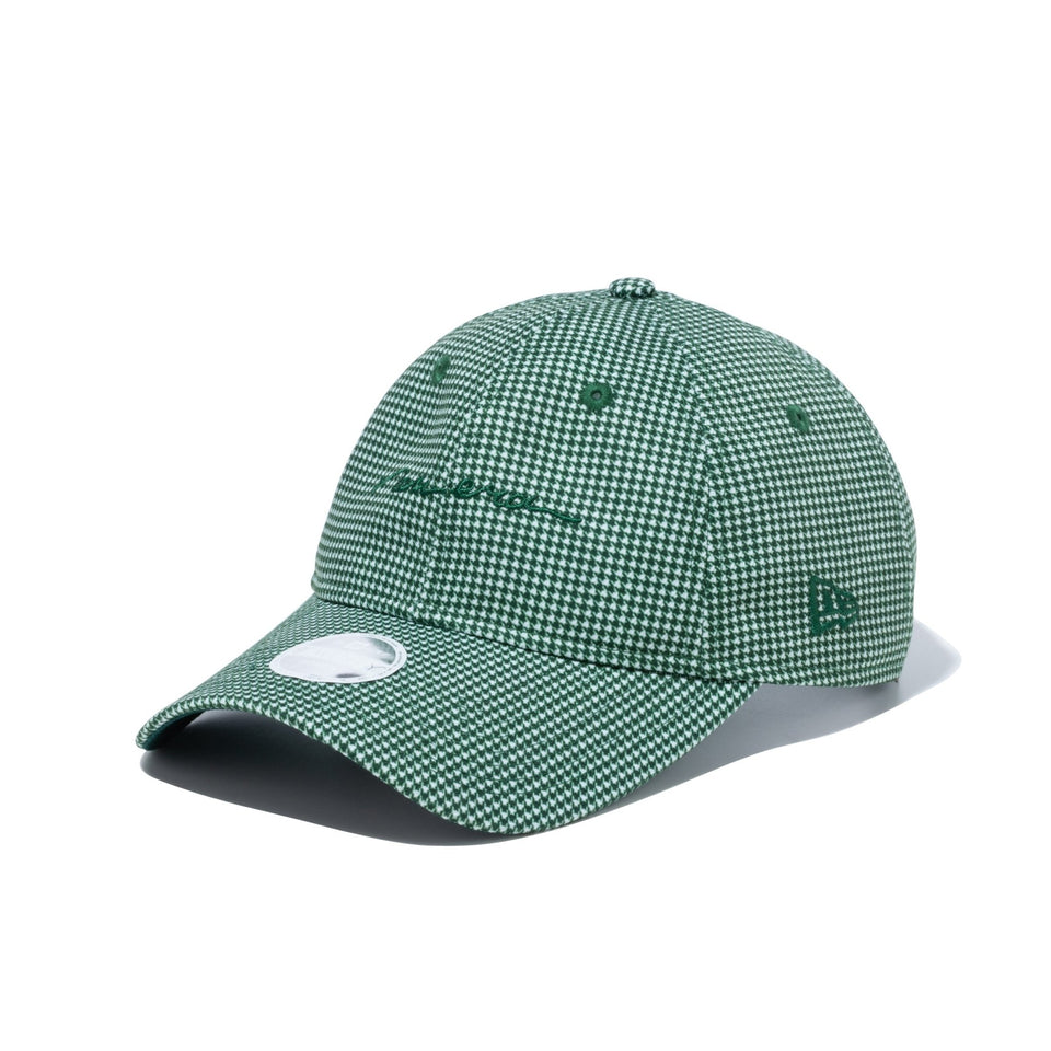 【ゴルフ】WOMEN'S 9TWENTY ロングバイザー Houndstooth ハウンズトゥース スクリプトロゴ グリーン - 13517822-OSFM | NEW ERA ニューエラ公式オンラインストア