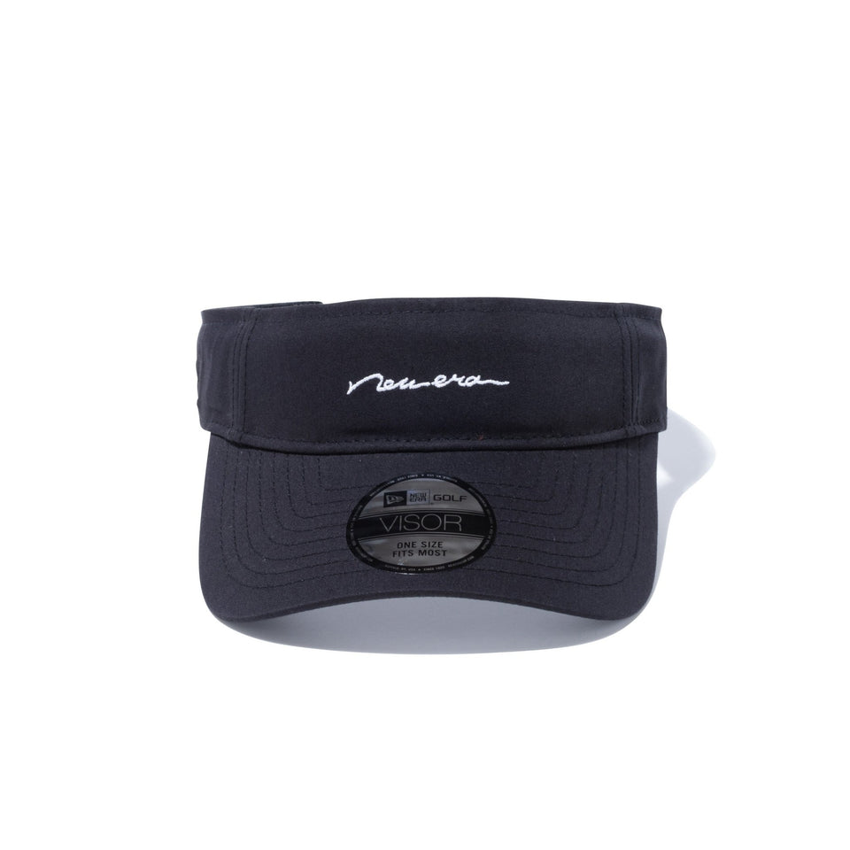 【ゴルフ】 Women's サンバイザー CORDURA (made with COOLMAX fabric) コーデュラ ハンドリトゥンロゴ ブラック - 13058983-OSFM | NEW ERA ニューエラ公式オンラインストア