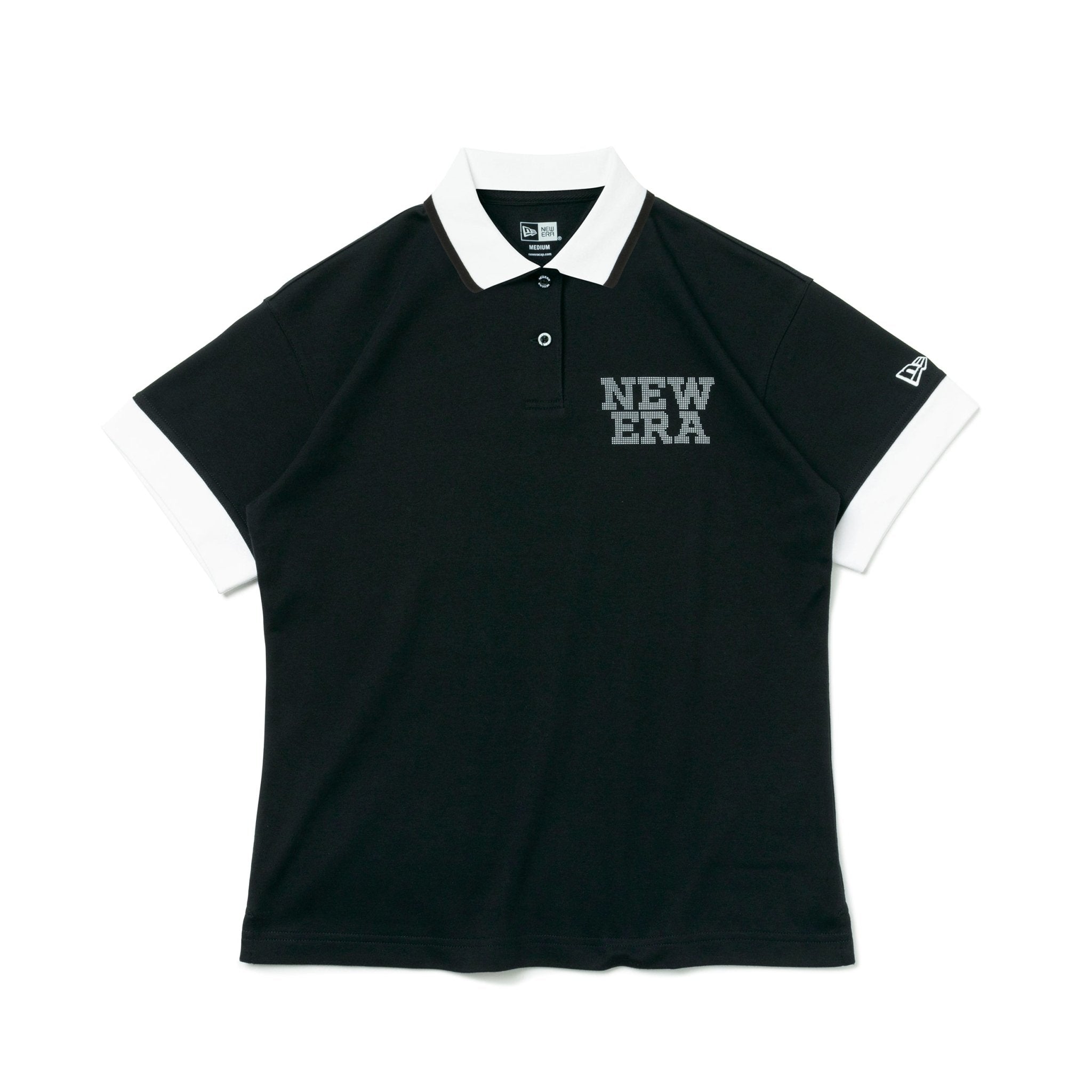 New Era ブラック ポロシャツ collar-logo-14410045-s-new-era