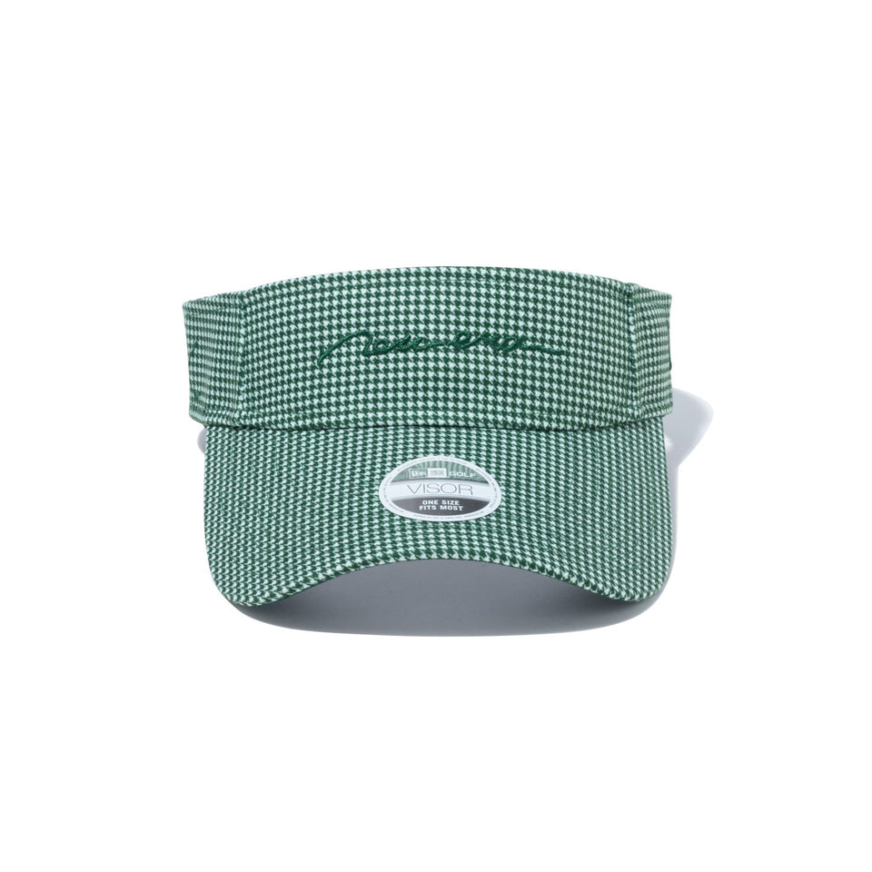 【ゴルフ】WOMEN'S サンバイザー ロングバイザー Houndstooth ハウンズトゥース スクリプトロゴ グリーン - 13517800-OSFM | NEW ERA ニューエラ公式オンラインストア