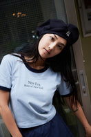 Women's 半袖 ミニ コットン Tシャツ Ringer Tee ミストブルー/ネイビー - 14121816-S | NEW ERA ニューエラ公式オンラインストア