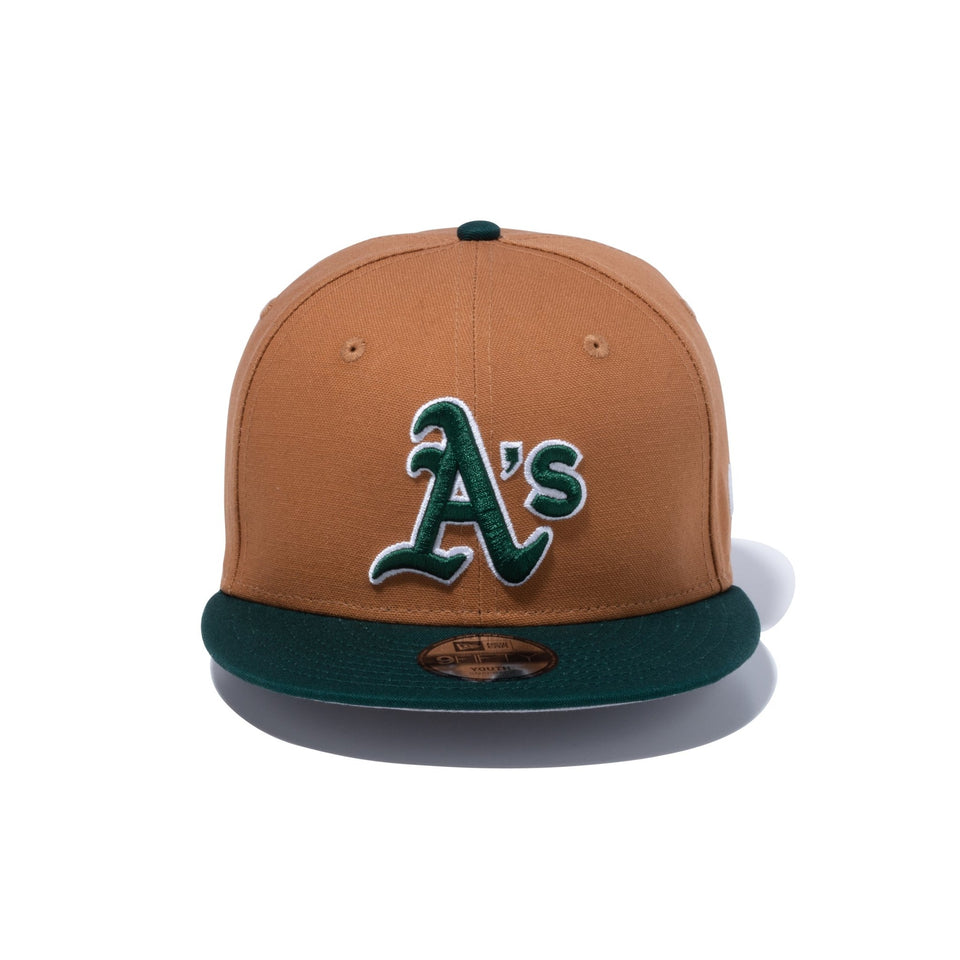 Youth 9FIFTY MLB Duck Canvas ダックキャンバス オークランド・アスレチックス ライトブロンズ ダークグリーンバイザー - 13762754-YTH | NEW ERA ニューエラ公式オンラインストア