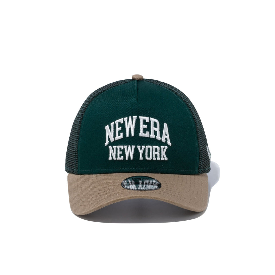 Youth 9FORTY A-Frame トラッカー New Era New York カレッジロゴ ダークグリーン カーキバイザー - 13517677-YTH | NEW ERA ニューエラ公式オンラインストア